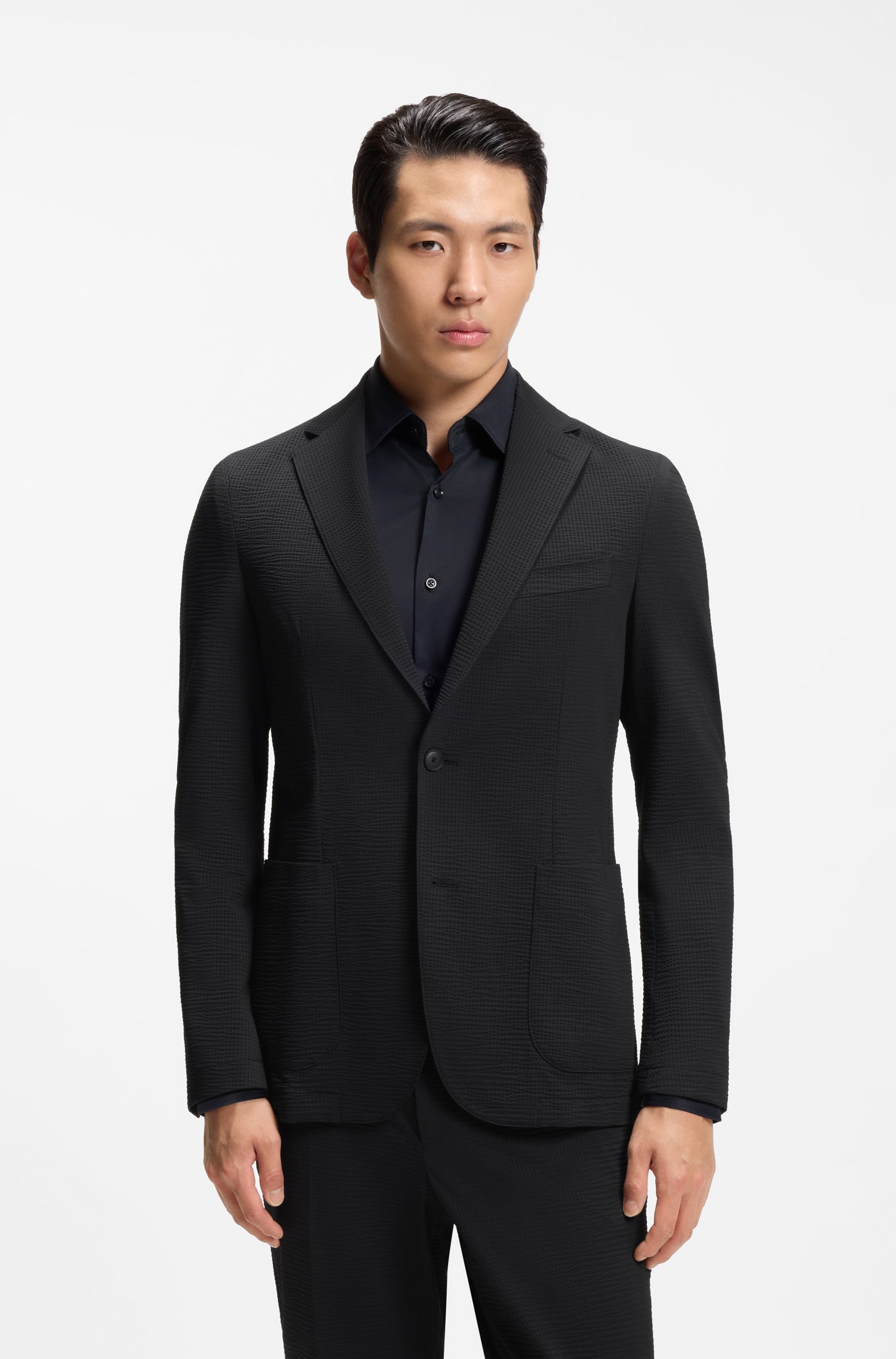 Boss Slim-fit suit jacket in stretch seersucker kavajer & blazers herr