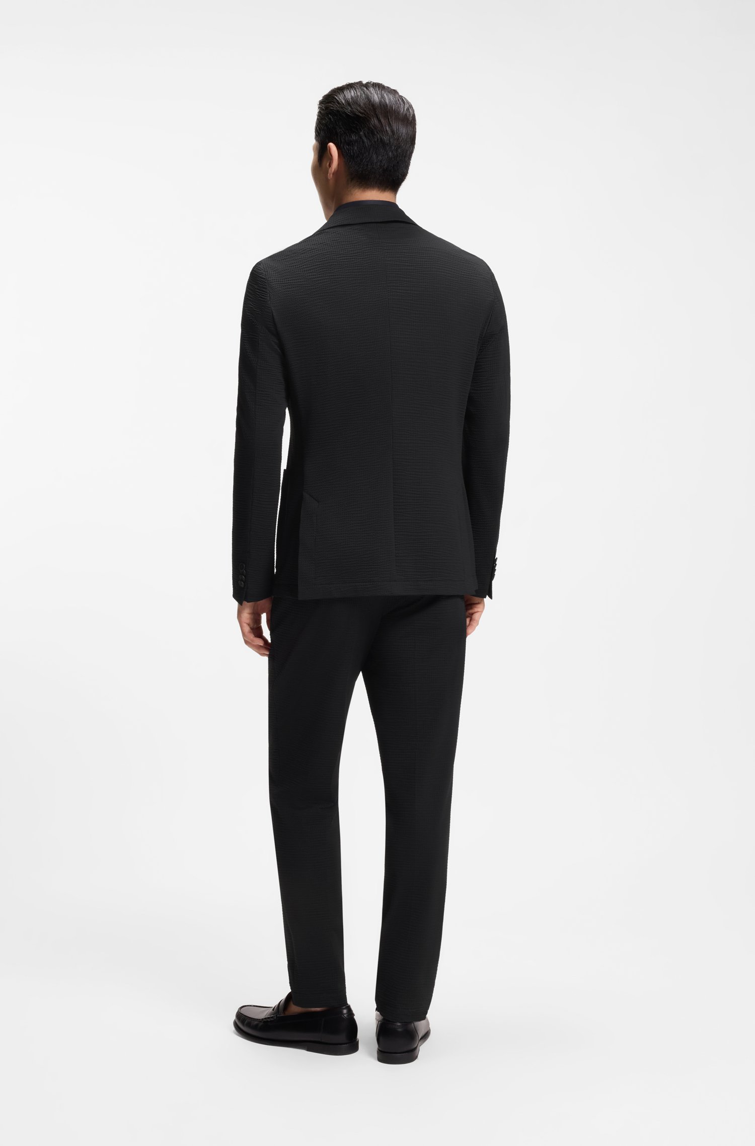 Boss Slim-fit suit jacket in stretch seersucker kavajer & blazers herr – bild 2