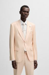 Slim-fit satijnen blazer van een wolmix, Licht oranje