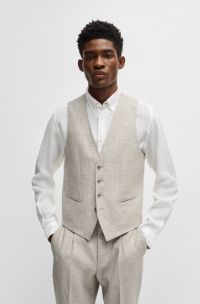 Gilet slim fit con fodera interna con logo, Beige chiaro