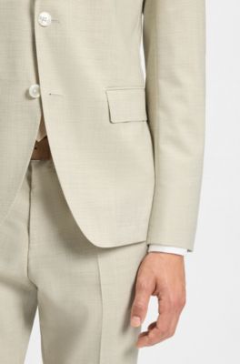 Slim-fit suit jacket in a patterned wool blend, Natural