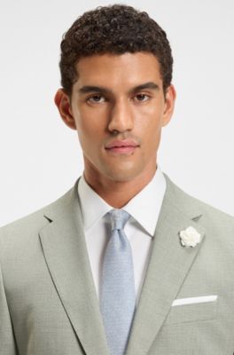 Slim-fit suit jacket in a patterned wool blend, Light Green