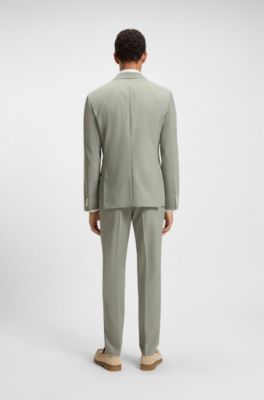 Slim-fit suit jacket in a patterned wool blend, Light Green