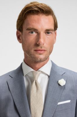 Slim-fit suit jacket in a patterned wool blend, Light Blue