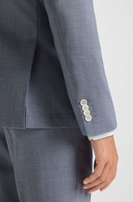Slim-fit suit jacket in a patterned wool blend, Light Blue
