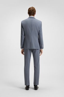 Slim-fit suit jacket in a patterned wool blend, Light Blue