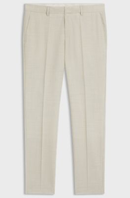 Formal trousers in a patterned virgin-wool blend, Natural
