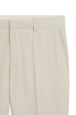 Formal trousers in a patterned virgin-wool blend, White
