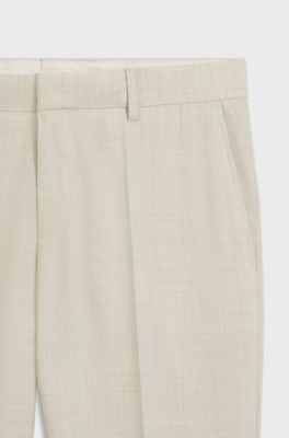 Formal trousers in a patterned virgin-wool blend, White