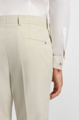 Formal trousers in a patterned virgin-wool blend, Natural
