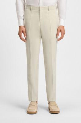 Formal trousers in a patterned virgin-wool blend, Natural