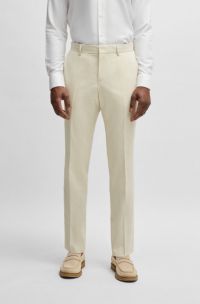 Formal trousers in a patterned virgin-wool blend, White