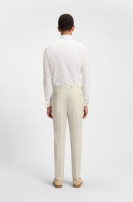 Formal trousers in a patterned virgin-wool blend, Natural
