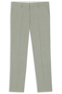 Formal trousers in a patterned virgin-wool blend, Light Green