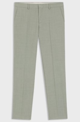 Formal trousers in a patterned virgin-wool blend, Light Green