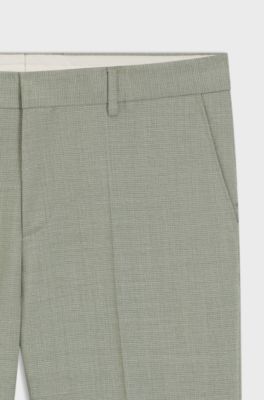 Formal trousers in a patterned virgin-wool blend, Light Green