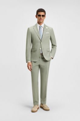 Formal trousers in a patterned virgin-wool blend, Light Green