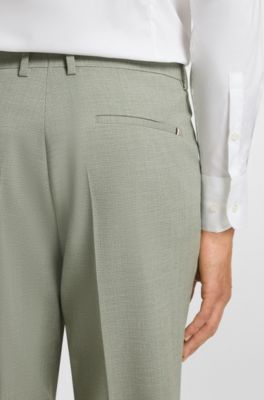 Formal trousers in a patterned virgin-wool blend, Light Green
