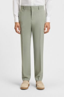 Formal trousers in a patterned virgin-wool blend, Light Green