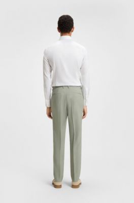 Formal trousers in a patterned virgin-wool blend, Light Green