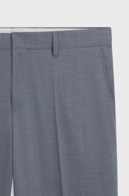Formal trousers in a patterned virgin-wool blend, Blue