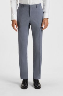 Formal trousers in a patterned virgin-wool blend, Light Blue