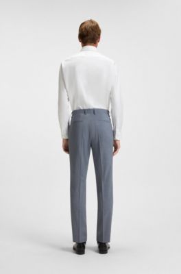 Formal trousers in a patterned virgin-wool blend, Light Blue
