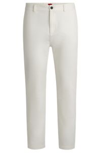 Slim-fit trousers in cotton twill, White