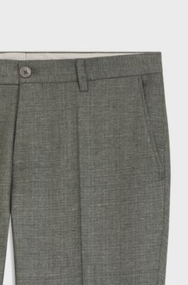 Formal trousers in micro-patterned stretch fabric, Green