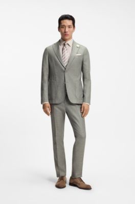 Formal trousers in micro-patterned stretch fabric, Green