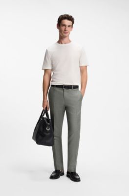 Formal trousers in micro-patterned stretch fabric, Green
