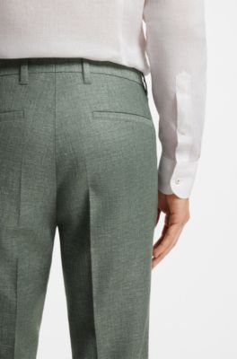 Pantaloni formali in tessuto elasticizzato con micromotivo, Verde