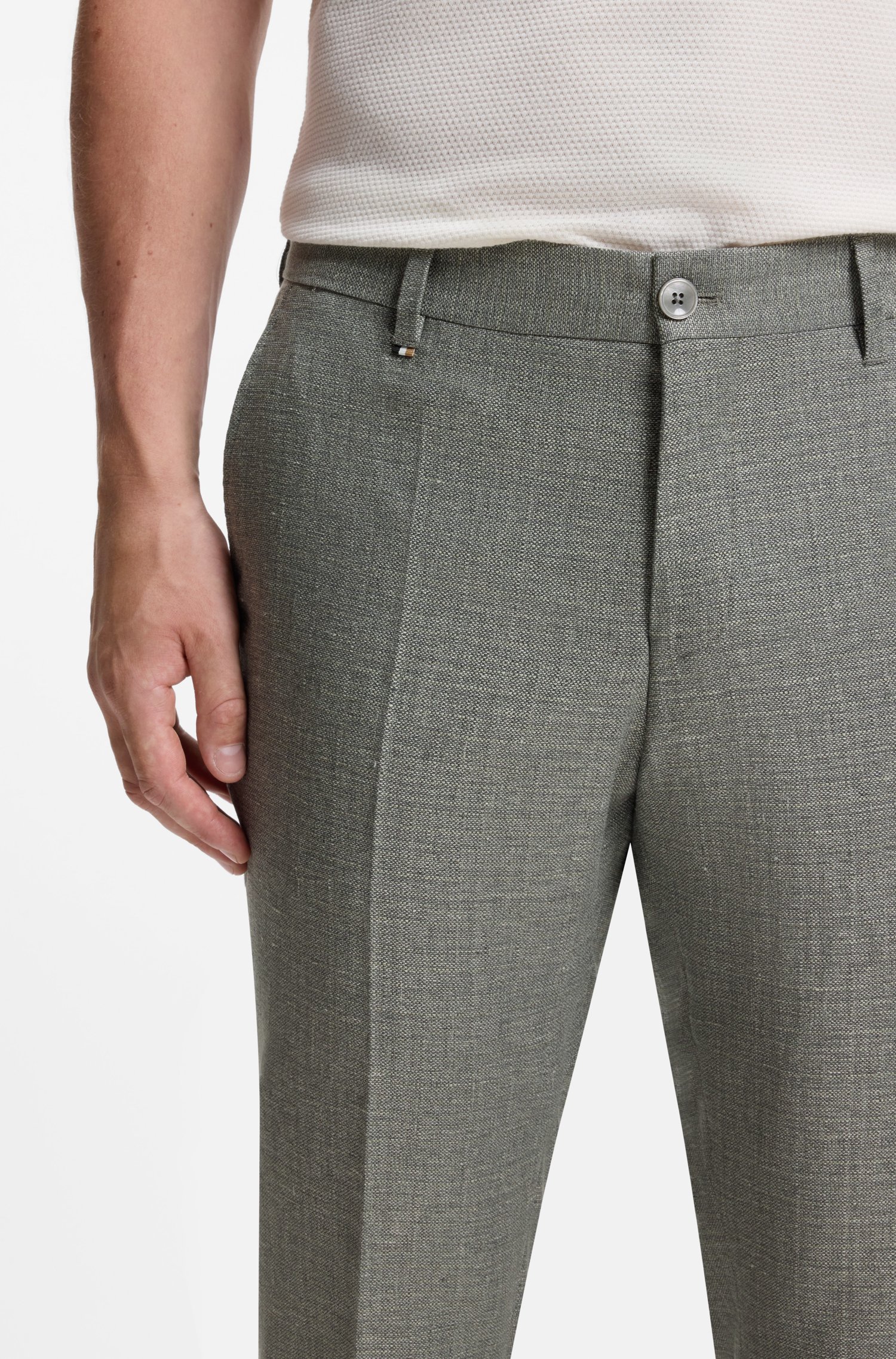 Boss Formal trousers in micro-patterned stretch fabric byxor herr – bild 3