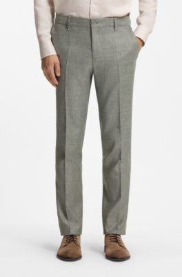 Formal trousers in micro-patterned stretch fabric, Green