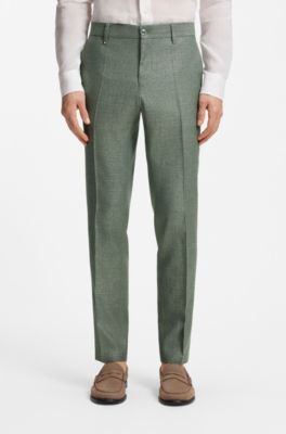 Pantaloni formali in tessuto elasticizzato con micromotivo, Verde