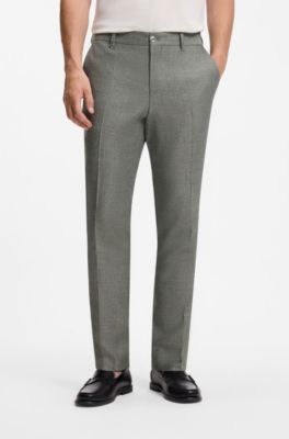 Formal trousers in micro-patterned stretch fabric, Green