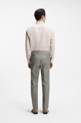 Formal trousers in micro-patterned stretch fabric, Green