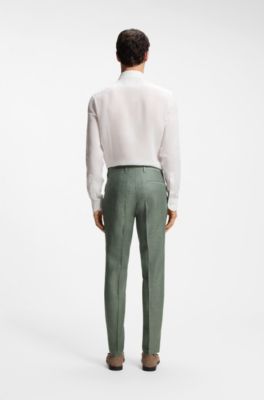 Formal trousers in micro-patterned stretch fabric, Green