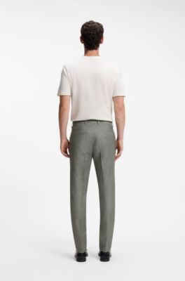 Formal trousers in micro-patterned stretch fabric, Green