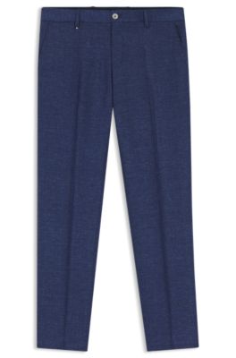 Formal trousers in micro-patterned stretch fabric, Dark Blue