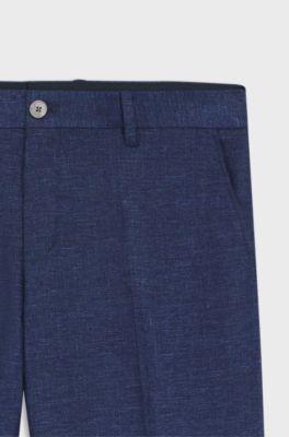 Formal trousers in micro-patterned stretch fabric, Dark Blue