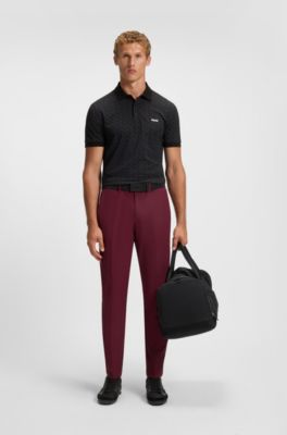 Paddy polo shirt in stretch cotton with printed pattern, Black