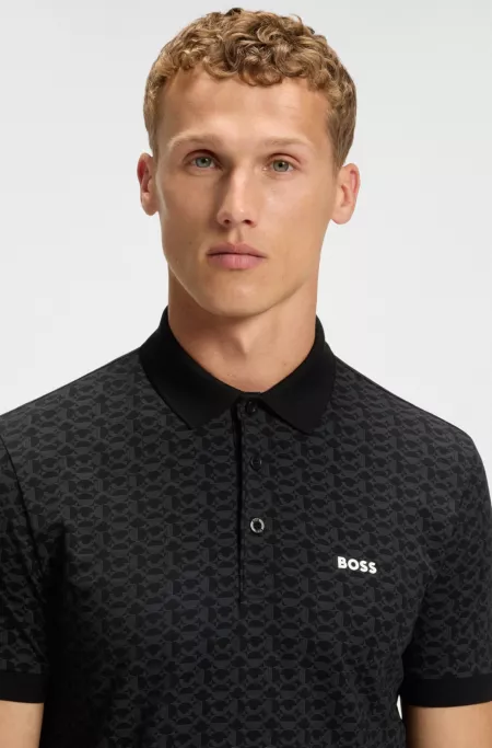 Paddy polo shirt in stretch cotton with printed pattern