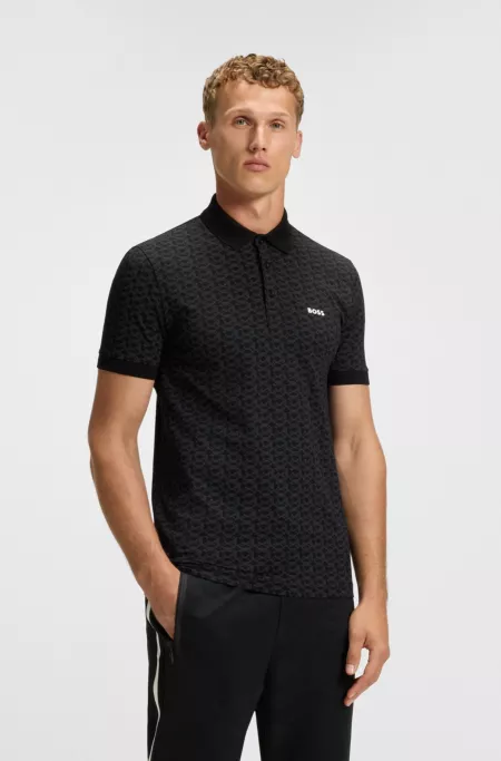 Paddy polo shirt in stretch cotton with printed pattern