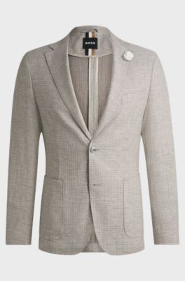 Veste slim en tissu &agrave; micro&nbsp;motif, Beige clair