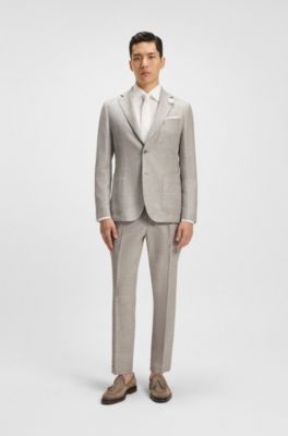 Blazer med slim fit og mikrom&oslash;nster, Lys beige