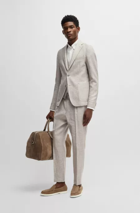 Slim-fit blazer in micro-patterned fabric