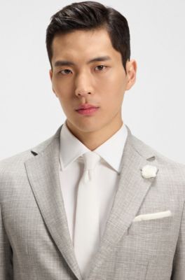 마이크로 패턴 패브릭 슬림 핏 블레이저, 라이트 베이지