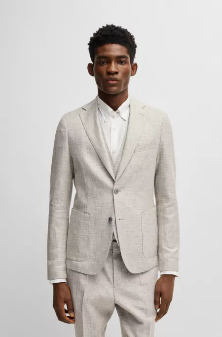 Slim-fit blazer in micro-patterned fabric