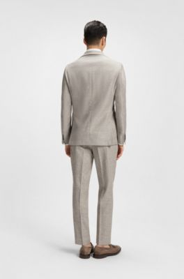 Blazer med slim fit og mikrom&oslash;nster, Lys beige